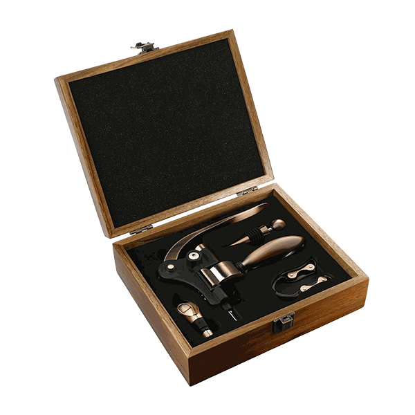 Graze Wood and Metal Wine Set