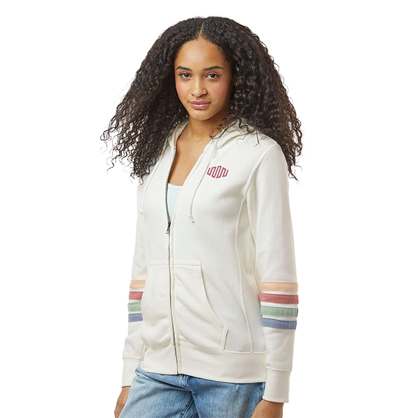 MV Ladies' Striped Sleeves Full-Zip Hoodie