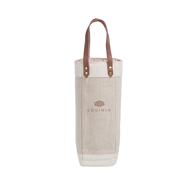 Pinot Jute Single Bottle Insulated Wine Bag