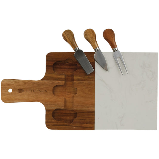 Domenico 4-Piece Acacia Wood / Marble Cheese Set