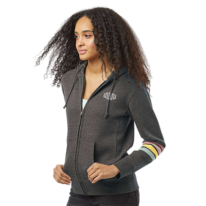 MV Ladies' Striped Sleeves Full-Zip Hoodie