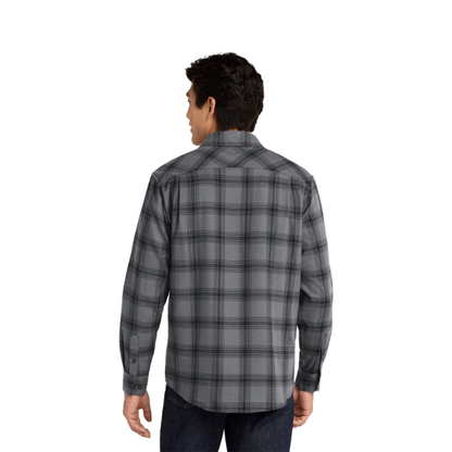 Port Authority Plaid Flannel Shirt - Grey/Black Open Plaid