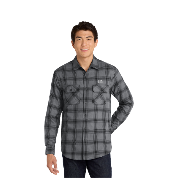 Port Authority Plaid Flannel Shirt - Grey/Black Open Plaid