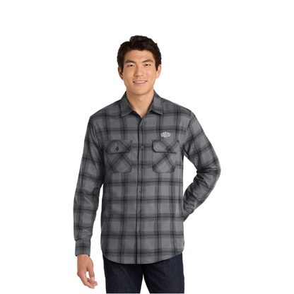 Port Authority Plaid Flannel Shirt - Grey/Black Open Plaid