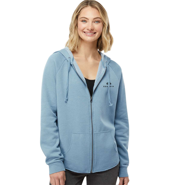 California Wave Wash Ladies' Zip Hoodie Misty Blue