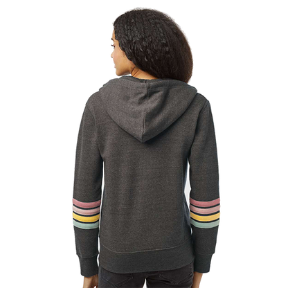 MV Ladies' Striped Sleeves Full-Zip Hoodie