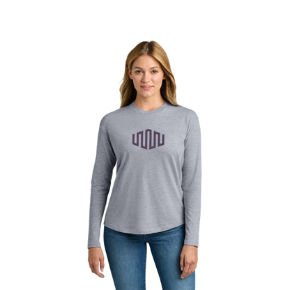 Next Level Apparel Ladies' Cotton Relaxed Long Sleeve Tee - Heather Gray