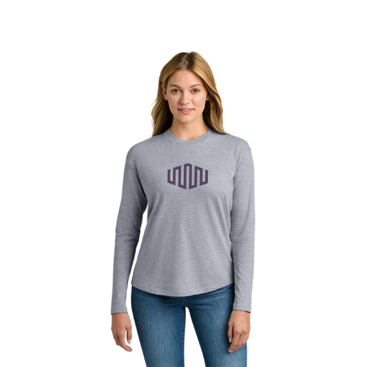Next Level Apparel Ladies' Cotton Relaxed Long Sleeve Tee - Heather Gray