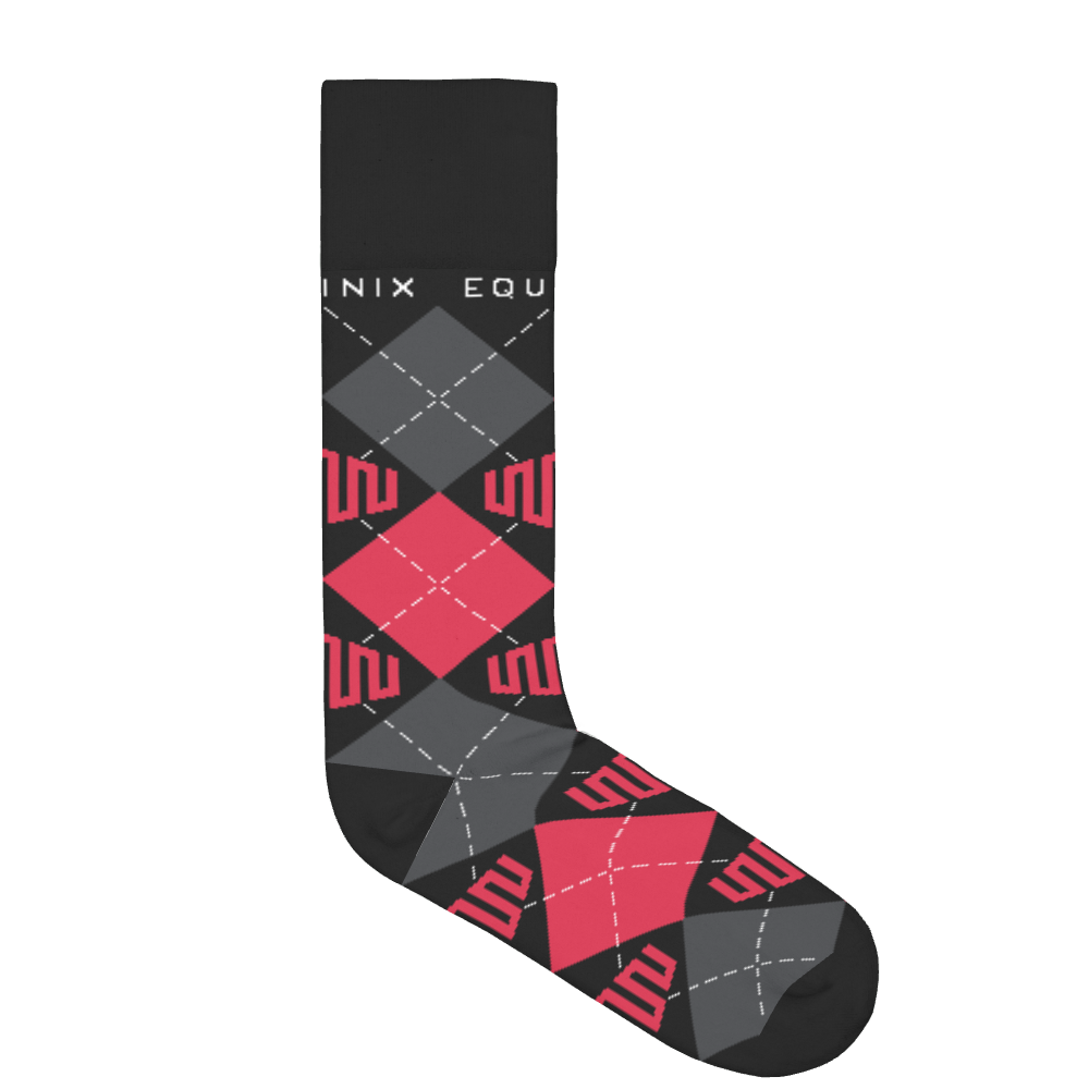 Calcetines Argyle Cotton Crew - Negro/Rojo/Carbón