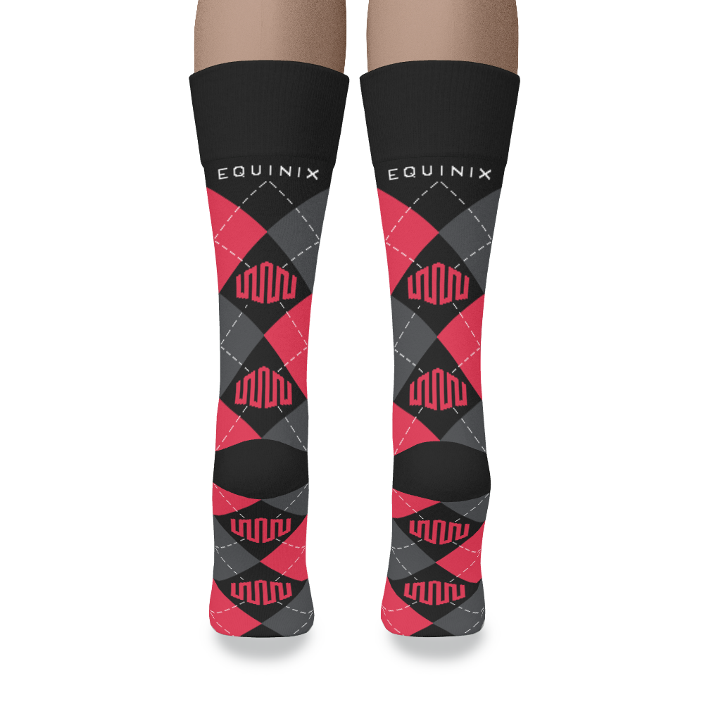 Calcetines Argyle Cotton Crew - Negro/Rojo/Carbón